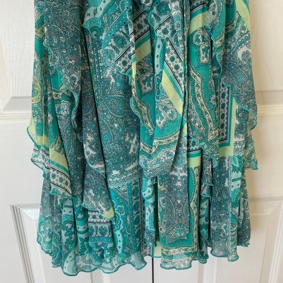 Patchwork paisley print chiffon dress, size 18 - Picture 3 of 7